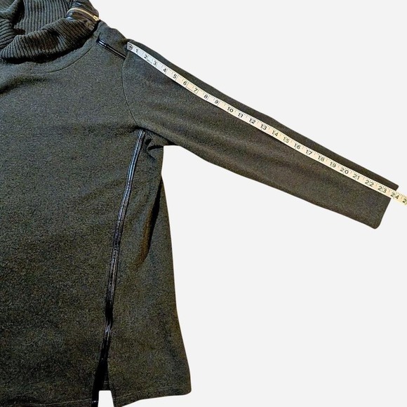 Raphaella Hunter Green Embellished Sweater With Faux Leather Zipper Detail 1X - Picture 5 of 8